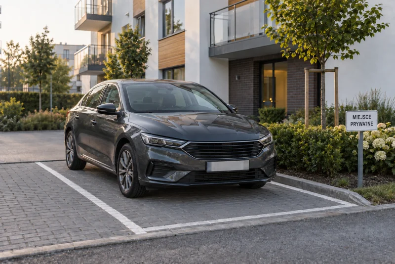 Auto na oznaczonym prywatnym miejscu parkingowym